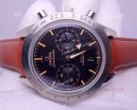Omega Seamaster Swiss 9300 Watch / SS Black & Red Leather Strap